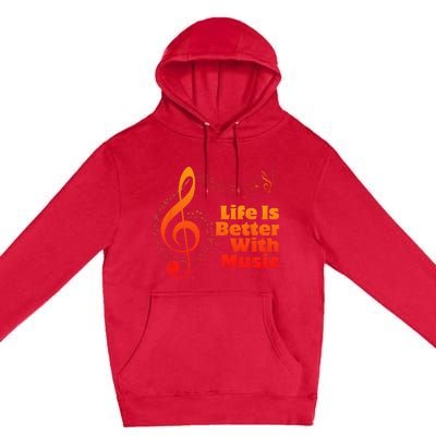 Life Is Better With Music Theory Musician Teacher Notes Clef Premium Pullover Hoodie