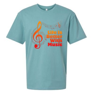 Life Is Better With Music Theory Musician Teacher Notes Clef Sueded Cloud Jersey T-Shirt