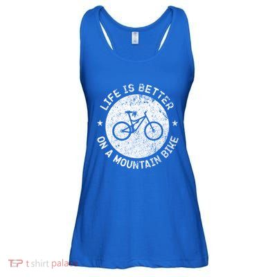 Life Is Better On A Mountain Bike Vintage Funny Mtb Meaningful Gift Ladies Essential Flowy Tank