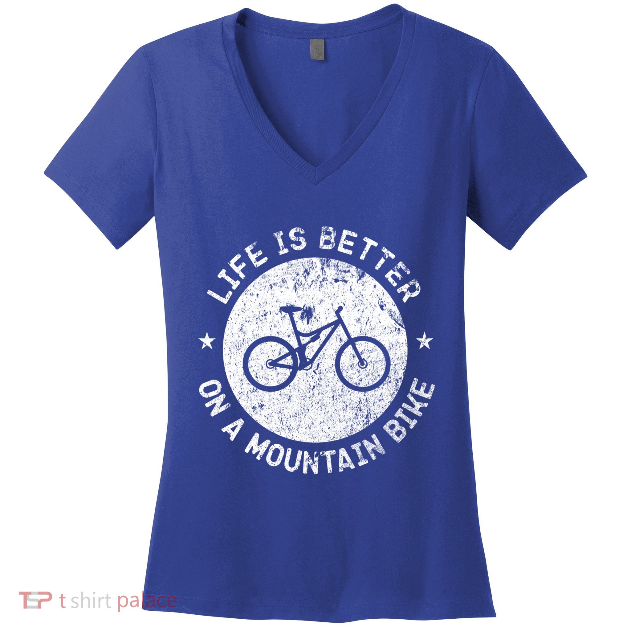 Life Is Better On A Mountain Bike Vintage Funny Mtb Meaningful Gift Women's V-Neck T-Shirt