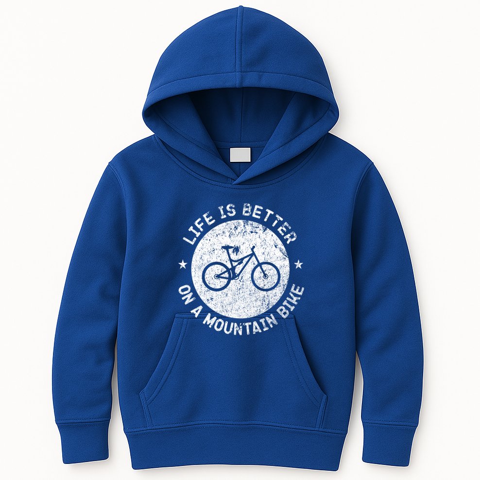 Life Is Better On A Mountain Bike Vintage Funny Mtb Meaningful Gift Kids Hoodie