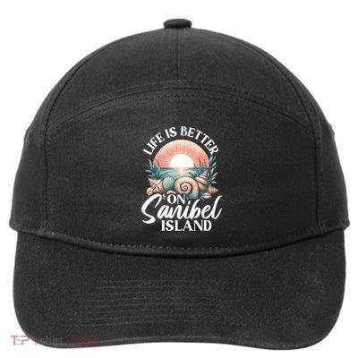 Life Is Better On Sanibel Island Gift 7-Panel Snapback Hat