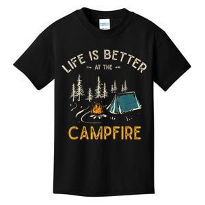 Life Is Better At The Campfire Funny Camper Camp Camping Gift Kids T-Shirt