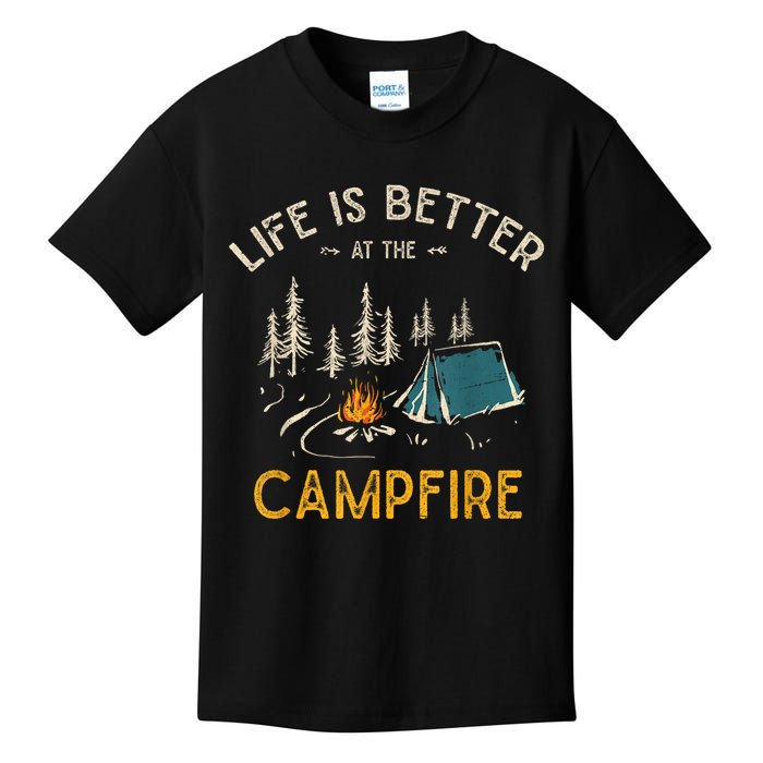 Life Is Better At The Campfire Funny Camper Camp Camping Gift Kids T-Shirt