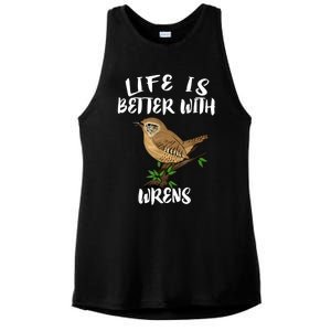 Life Is Better With Wrens Birds Birding Ladies PosiCharge Tri-Blend Wicking Tank