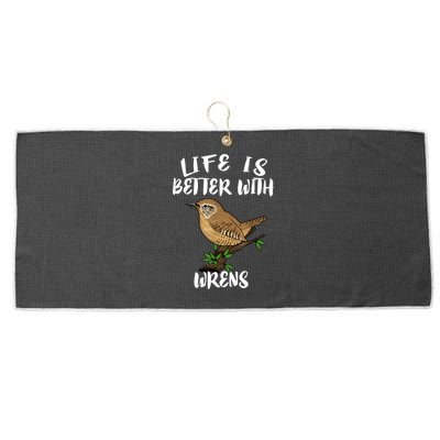 Life Is Better With Wrens Birds Birding Large Microfiber Waffle Golf Towel