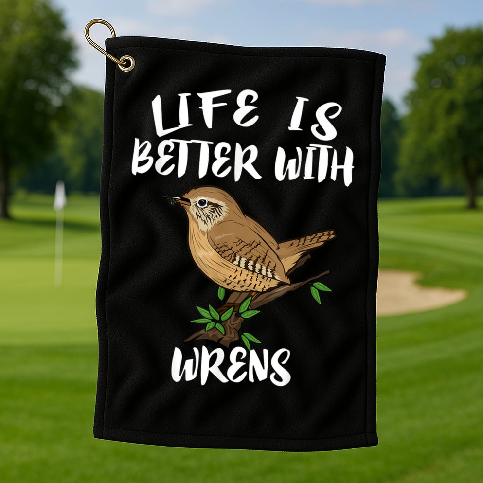 Life Is Better With Wrens Birds Birding Golf Towel