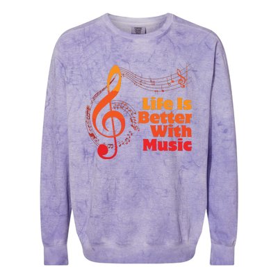 Life Is Better With Music Theory Musician Teacher Notes Clef Colorblast Crewneck Sweatshirt