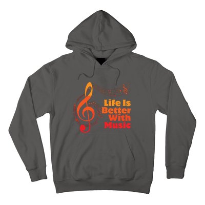 Life Is Better With Music Theory Musician Teacher Notes Clef Hoodie