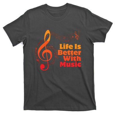 Life Is Better With Music Theory Musician Teacher Notes Clef T-Shirt