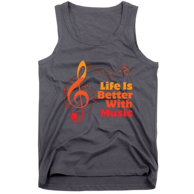 Life Is Better With Music Theory Musician Teacher Notes Clef Tank Top