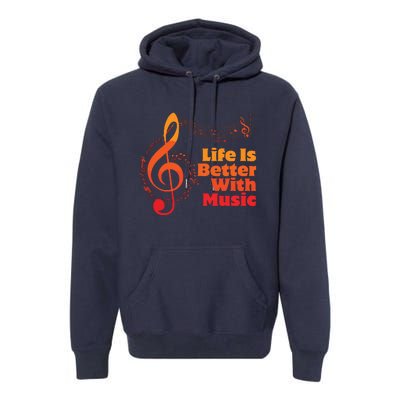 Life Is Better With Music Theory Musician Teacher Notes Clef Premium Hoodie