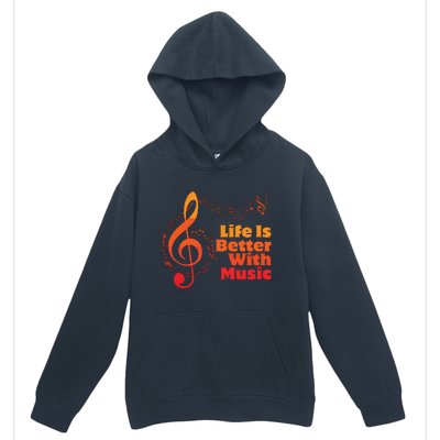 Life Is Better With Music Theory Musician Teacher Notes Clef Urban Pullover Hoodie