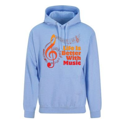 Life Is Better With Music Theory Musician Teacher Notes Clef Unisex Surf Hoodie