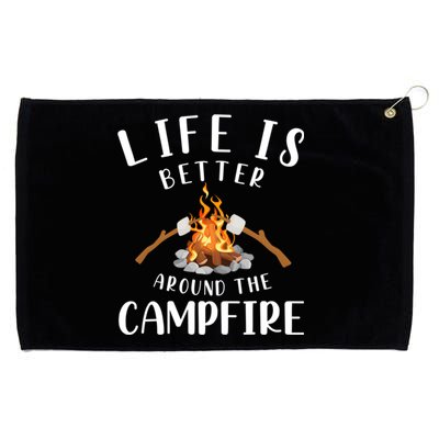 Life Is Better Around The Campfire Camping Accessories Gear Great Gift Grommeted Golf Towel