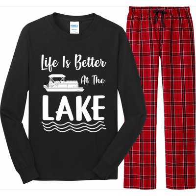 Life Is Better At The Lake Pontoon Boat Pontooning Boating Gift Long Sleeve Pajama Set