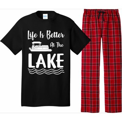 Life Is Better At The Lake Pontoon Boat Pontooning Boating Gift Pajama Set