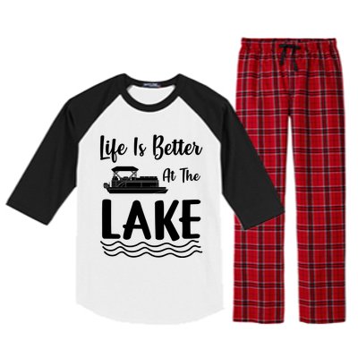 Life Is Better At The Lake Pontoon Boat Pontooning Boating Gift Raglan Sleeve Pajama Set