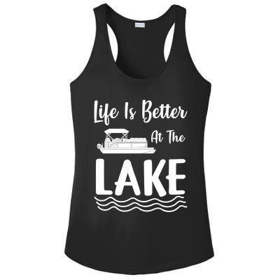 Life Is Better At The Lake Pontoon Boat Pontooning Boating Gift Ladies PosiCharge Competitor Racerback Tank