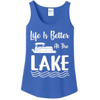 Life Is Better At The Lake Pontoon Boat Pontooning Boating Gift Ladies Essential Tank