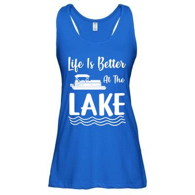 Life Is Better At The Lake Pontoon Boat Pontooning Boating Gift Ladies Essential Flowy Tank