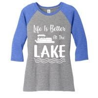 Life Is Better At The Lake Pontoon Boat Pontooning Boating Gift Women's Tri-Blend 3/4-Sleeve Raglan Shirt