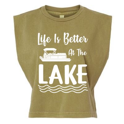 Life Is Better At The Lake Pontoon Boat Pontooning Boating Gift Garment-Dyed Women's Muscle Tee