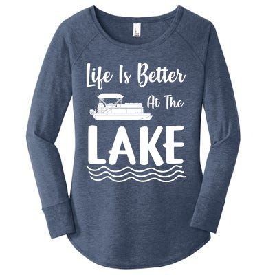 Life Is Better At The Lake Pontoon Boat Pontooning Boating Gift Women's Perfect Tri Tunic Long Sleeve Shirt