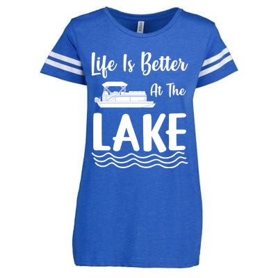 Life Is Better At The Lake Pontoon Boat Pontooning Boating Gift Enza Ladies Jersey Football T-Shirt