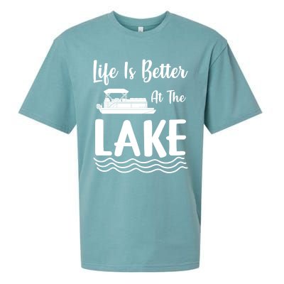 Life Is Better At The Lake Pontoon Boat Pontooning Boating Gift Sueded Cloud Jersey T-Shirt