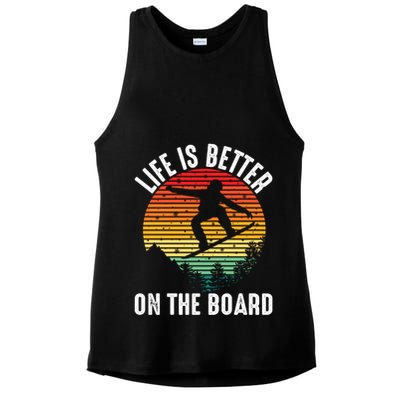 Life Is Better On The Board Snowboard Funny Snowboarding Gift Ladies PosiCharge Tri-Blend Wicking Tank
