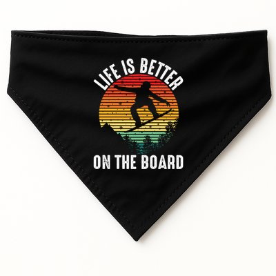 Life Is Better On The Board Snowboard Funny Snowboarding Gift USA-Made Doggie Bandana