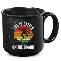 Life Is Better On The Board Snowboard Funny Snowboarding Gift 15oz Campfire Ceramic Mug