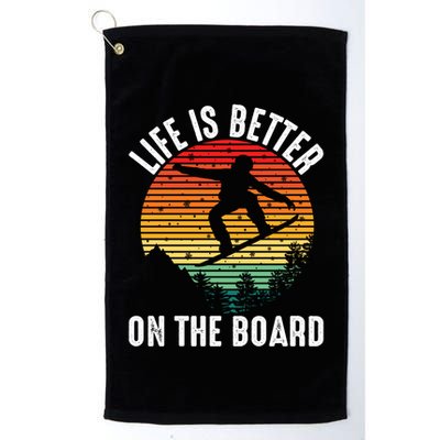 Life Is Better On The Board Snowboard Funny Snowboarding Gift Golf Towel