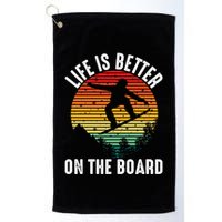 Life Is Better On The Board Snowboard Funny Snowboarding Gift Golf Towel