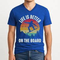 Life Is Better On The Board Snowboard Funny Snowboarding Gift V-Neck T-Shirt
