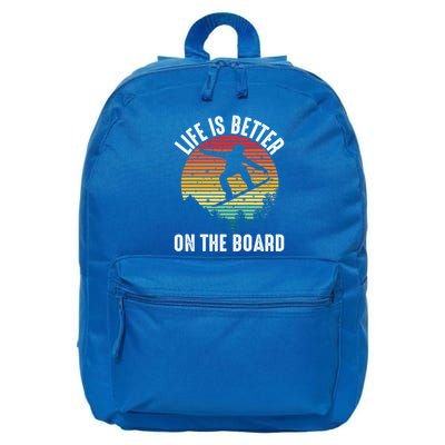 Life Is Better On The Board Snowboard Funny Snowboarding Gift 16 in Basic Backpack