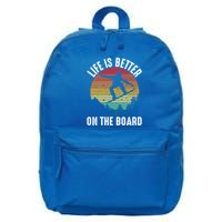 Life Is Better On The Board Snowboard Funny Snowboarding Gift 16 in Basic Backpack