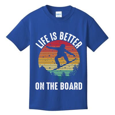 Life Is Better On The Board Snowboard Funny Snowboarding Gift Kids T-Shirt