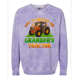 Life Is Better On Grandpa's Tractor Young Farmer Tractor Colorblast Crewneck Sweatshirt