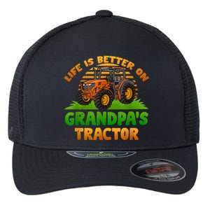 Life Is Better On Grandpa's Tractor Young Farmer Tractor Flexfit Unipanel Trucker Cap