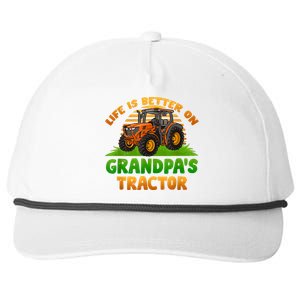 Life Is Better On Grandpa's Tractor Young Farmer Tractor Snapback Five-Panel Rope Hat