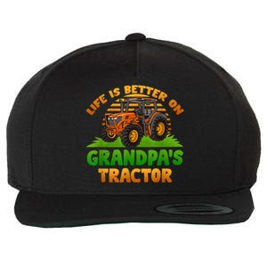 Life Is Better On Grandpa's Tractor Young Farmer Tractor Wool Snapback Cap