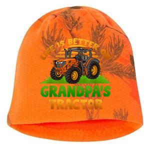 Life Is Better On Grandpa's Tractor Young Farmer Tractor Kati - Camo Knit Beanie