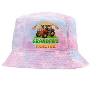 Life Is Better On Grandpa's Tractor Young Farmer Tractor Tie-Dyed Bucket Hat