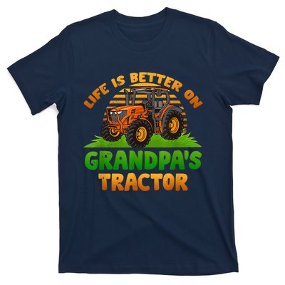 Life Is Better On Grandpa's Tractor Young Farmer Tractor T-Shirt