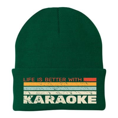 Life Is Better With Karaoke Vintage Microphone Music Singer Knit Cap Winter Beanie