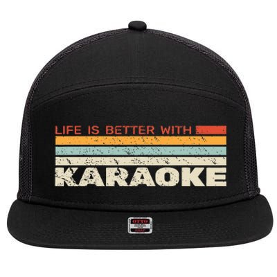 Life Is Better With Karaoke Vintage Microphone Music Singer 7 Panel Mesh Trucker Snapback Hat