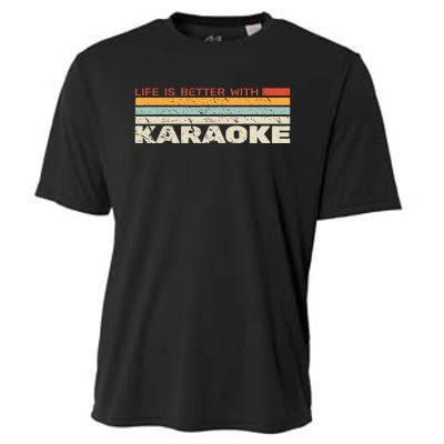 Life Is Better With Karaoke Vintage Microphone Music Singer Cooling Performance Crew T-Shirt