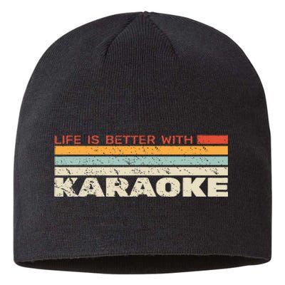 Life Is Better With Karaoke Vintage Microphone Music Singer Sustainable Beanie